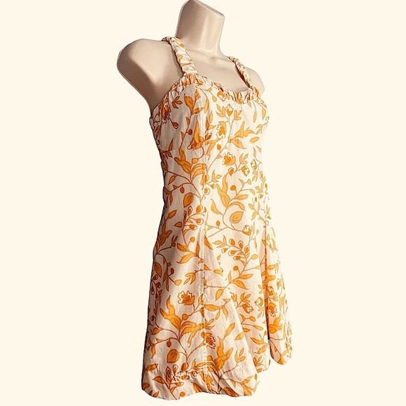 Anthropologie Maeve Sweetheart Orange White Floral Sleeveless Mini Dress X-Small - Picture 8 of 13